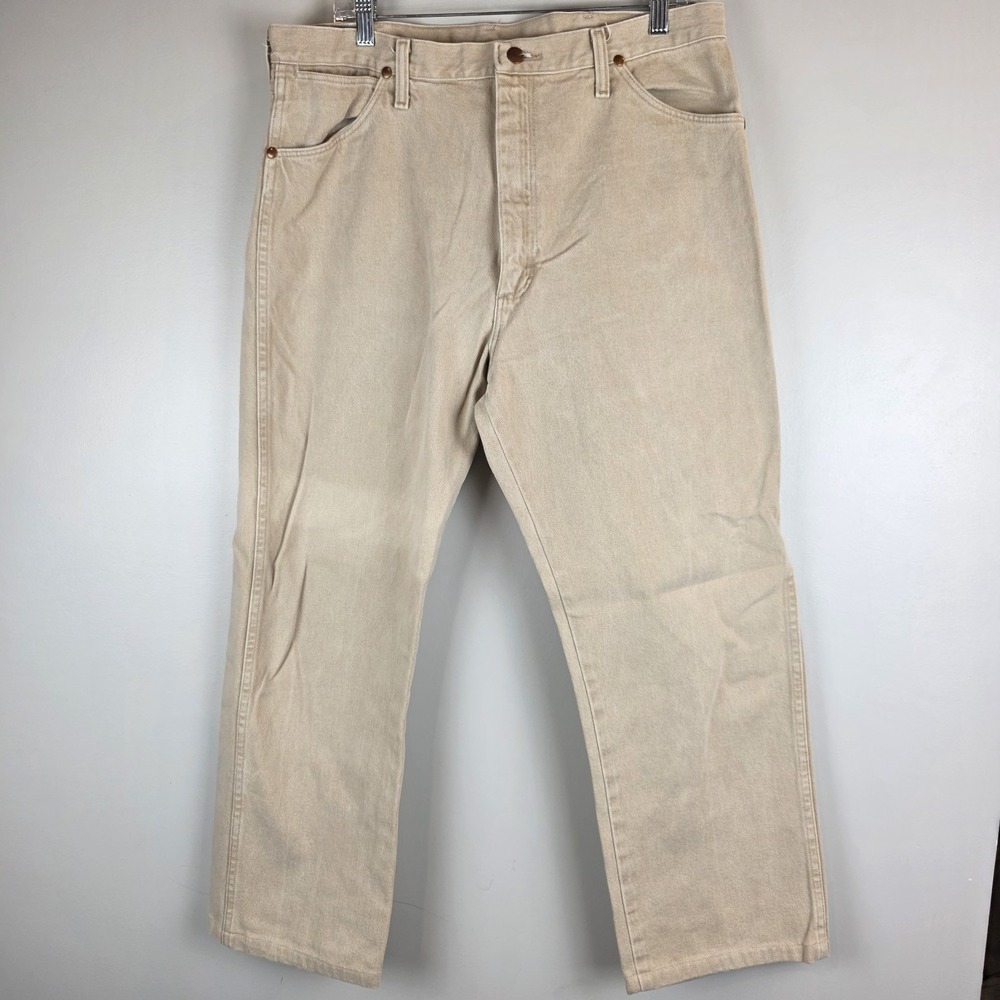 Vintage‎ 80s Tan Beige Wrangler Jeans 36x38. D209